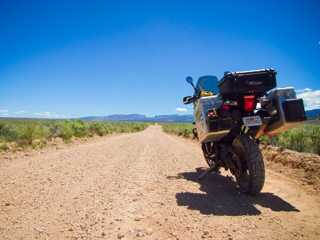 Motorcycle on dirt road