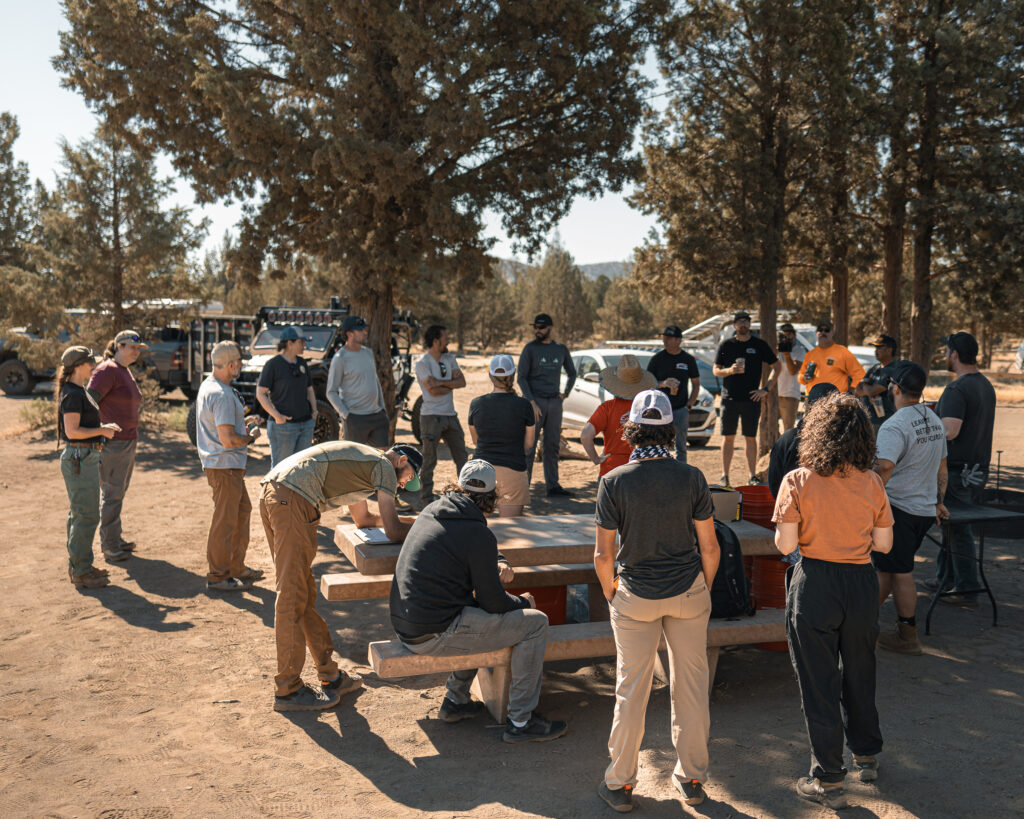 Group gathers before Tread Lightly clean up at Clines Butte OHV