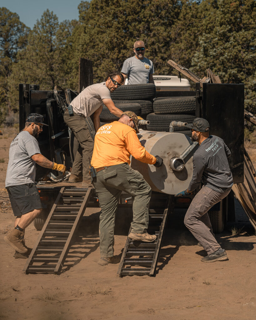 Clines Butte cleaning up dumped water heater tank