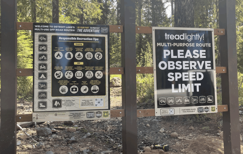 detroit lake sign pnw treadlightly